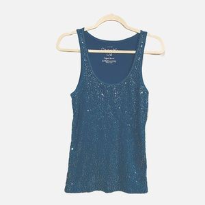 Aeropostale Sequined Turquoise Tank Top-Large. B19